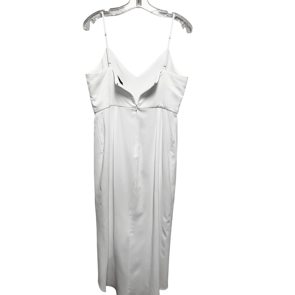 LULUS White Reinette Party Lightly Pleated Tulip Split V Neck Slip Dress Large - Picture 4 of 11